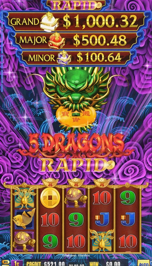 5 Dragons Rapid skill game board, game screen