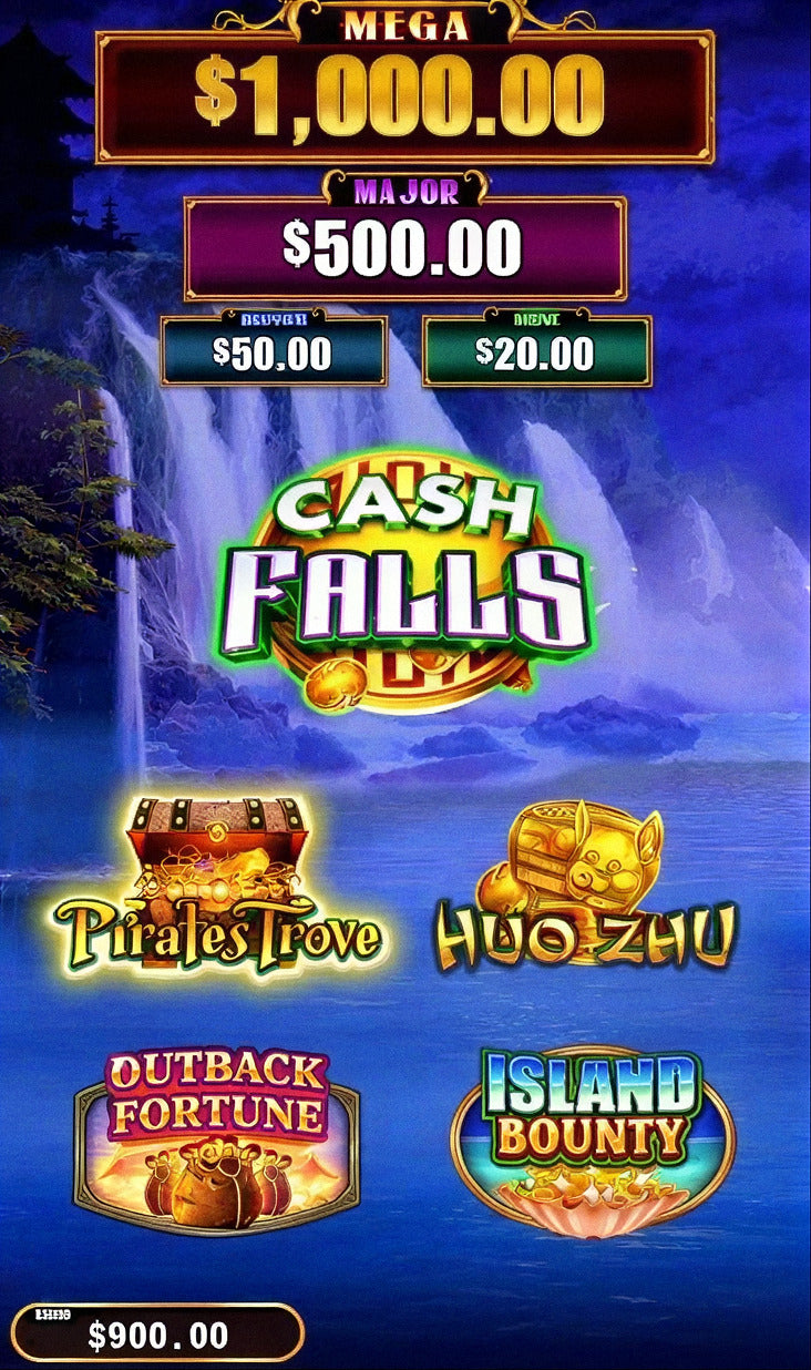 Cash Falls skill game board, game screen