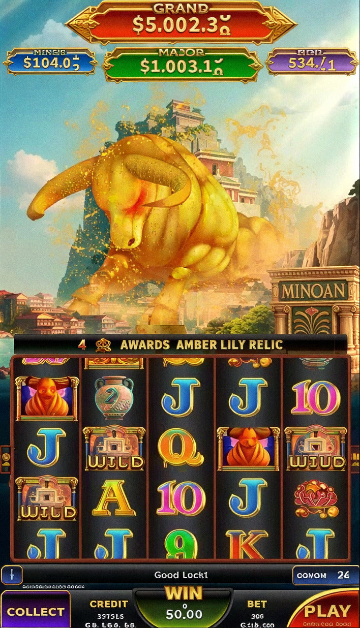 Golden Treasure Minoan skill game board, game screen