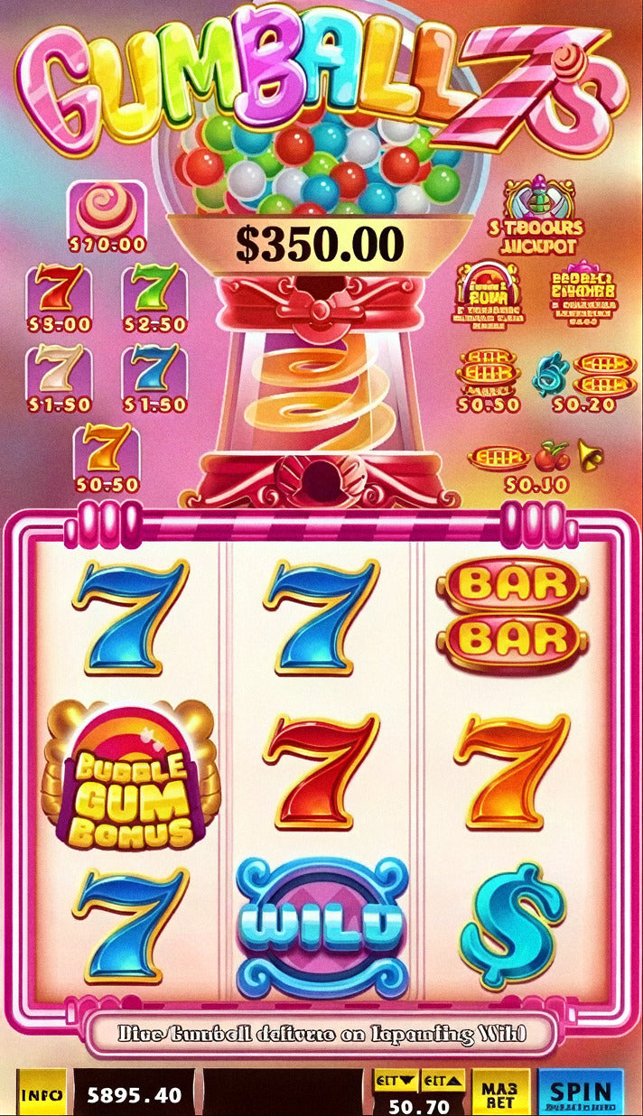 Gumball 7s skill game board, game screen