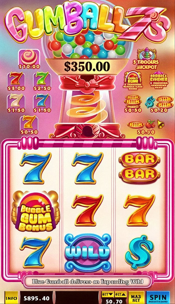 Gumball 7s skill game board, game screen