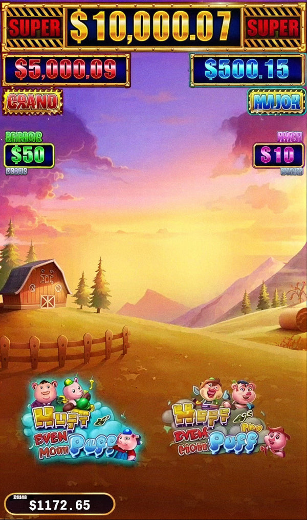 Huff N' Even More Puff skill game board, game screen