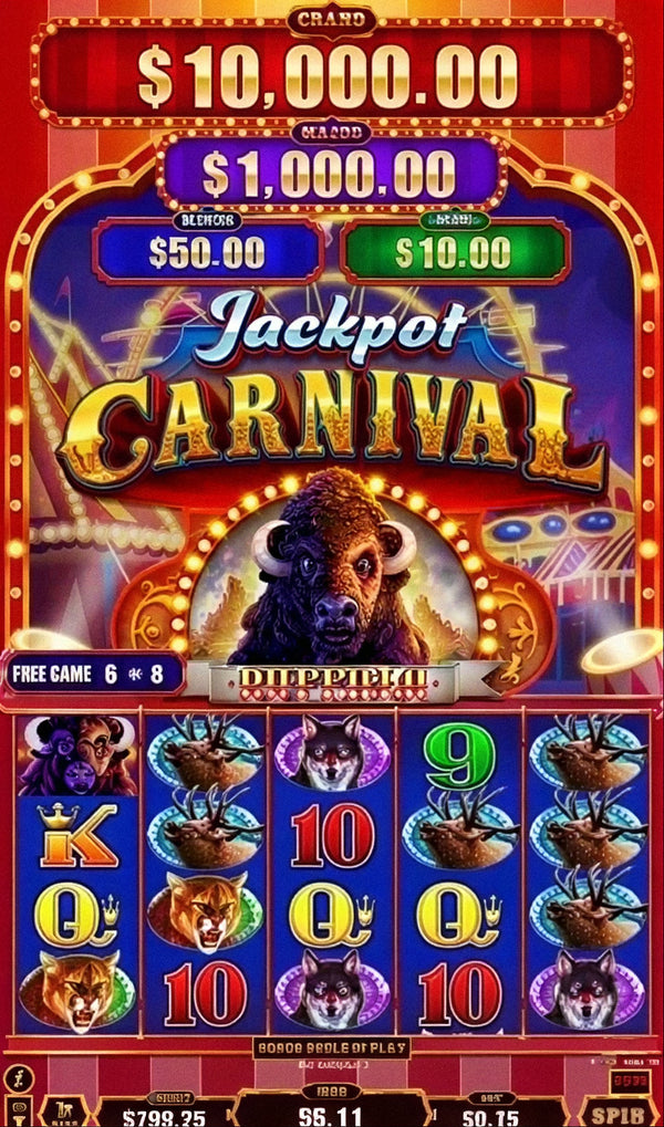 Jackpot Carnival skill game board, game screen