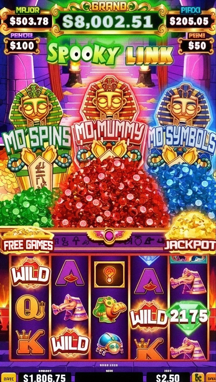 Mummy Spooky Link skill game board, game screen